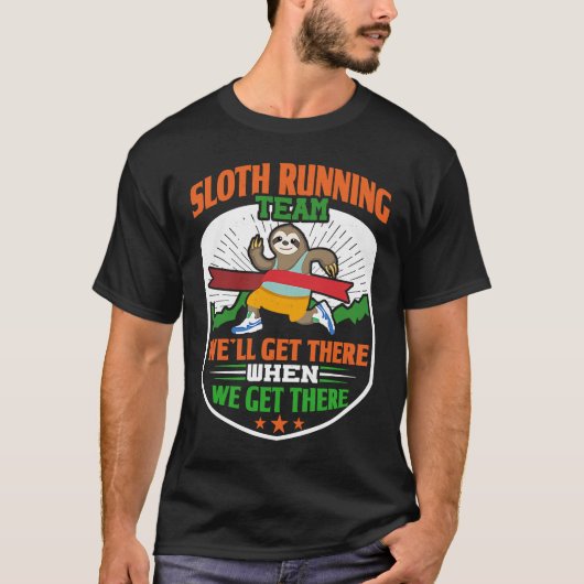T-shirt Sloth Running Team Funny Lazy Sloth (Devant)