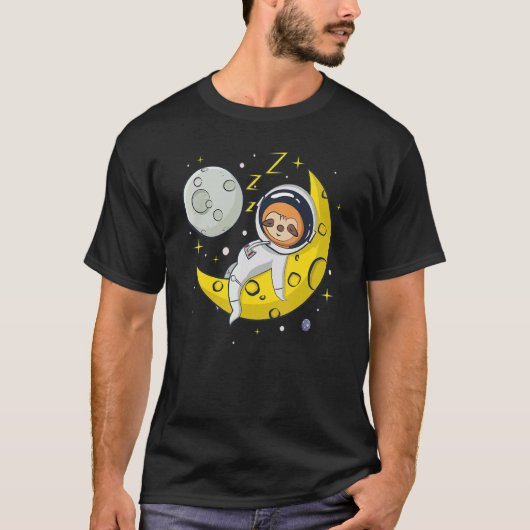 T-shirt Sloth Sleeping on The Moon  Cute Astronaut Sloth (Devant)