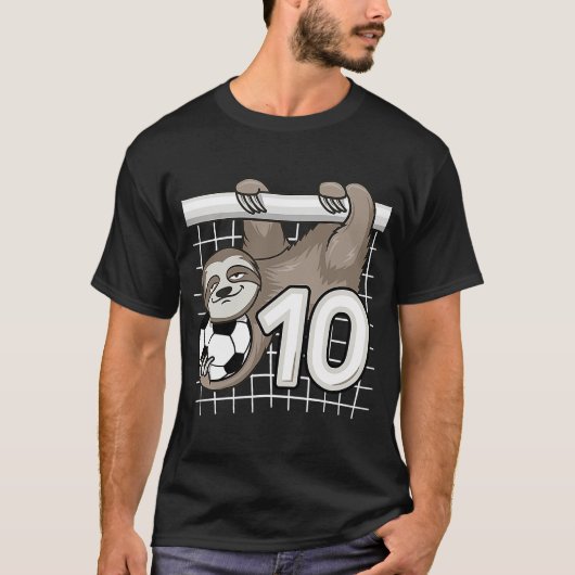 T-shirt Sloth Soccer 10e anniversaire But Keeper 10 ans (Devant)