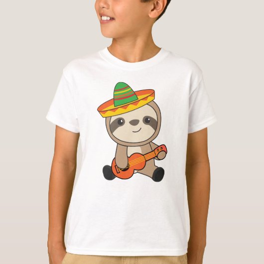 T-shirt Sloth Sombrero Ukulele Cinco de mayo (Devant)