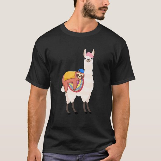 T-shirt Sloth Sur Llama Sloth Ride Llama Slots (Devant)