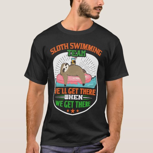 T-shirt Sloth Swimming Team  Funny Lazy Sloth floating on  (Devant)