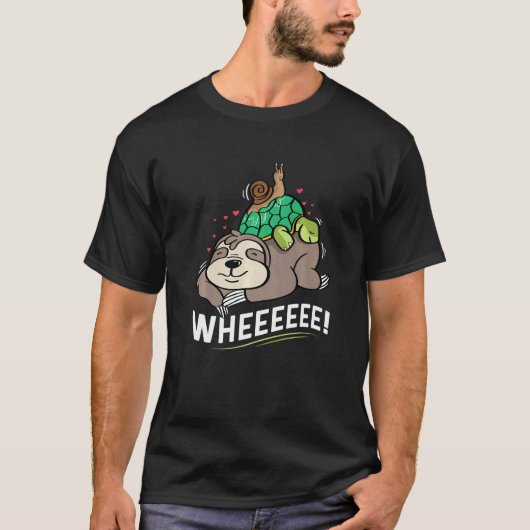 T-shirt Sloth Turtle Snail Happy of Cheerful (Devant)