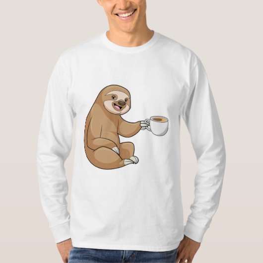 T-shirt Sloth with Cup of Coffee (Devant)