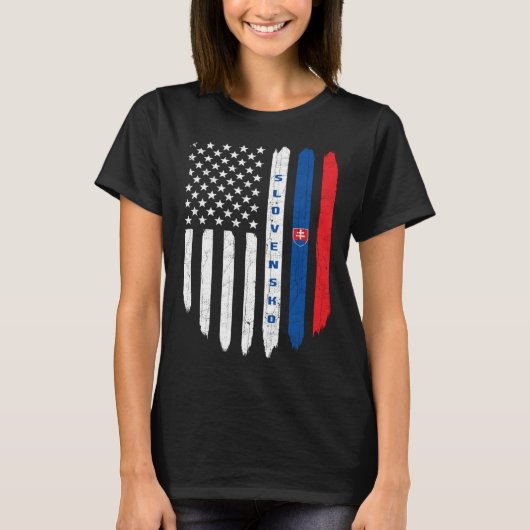 T-shirt Slovak American Flag Slovakia Root Dad (Devant)