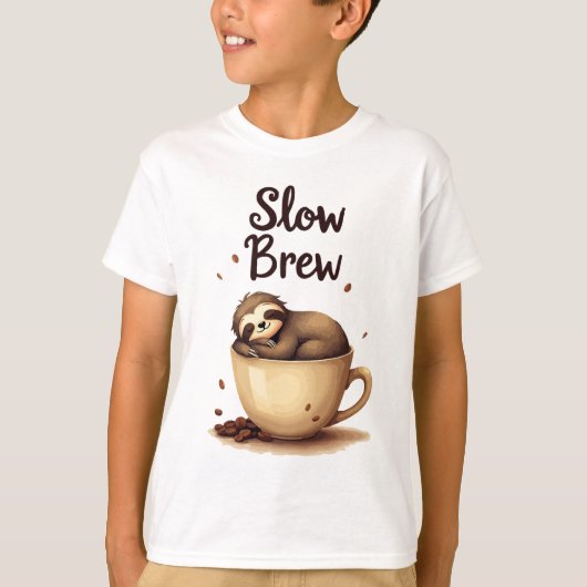 T-shirt Slow Brew Coffee Sloth (Devant)