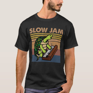 T-shirt Slow Jam Tee Funny Turtle Jouer Piano