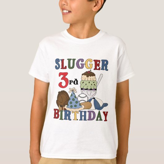 T-shirt Slugger de baseball 3e chemises d'anniversaire (Devant)