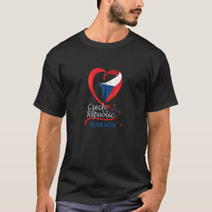 T-shirt Sluknov République Tchèque Drapeau Cardiaque Lion 