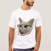 T-shirt Smart Cat Design with Glasses  (Devant)