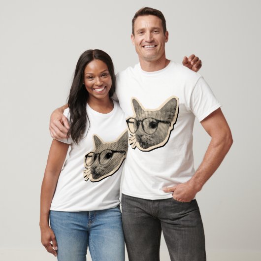 T-shirt Smart Cat Design with Glasses  (Unisexe)