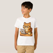T-shirt Smart Cat Working from Home Illustration (Devant entier)