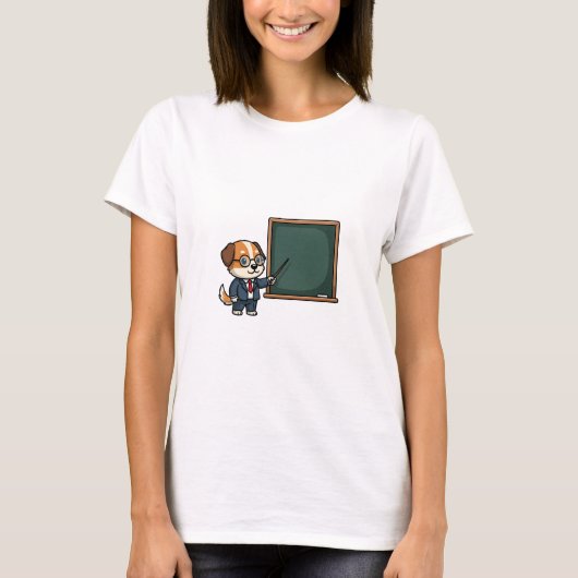 T-shirt Smart Dog Professor in Suit Pointing at Blackboard (Devant)