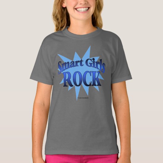 T-shirt Smart girls Rock - chemise bleue (Devant)