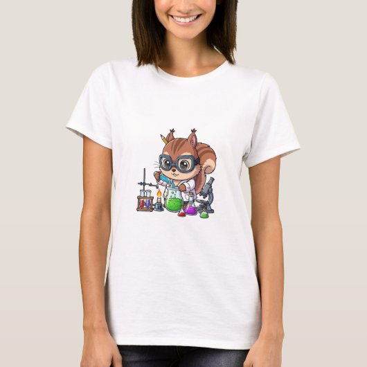 T-shirt Smart Squirrel Scientist Conducting Chemistry (Devant)