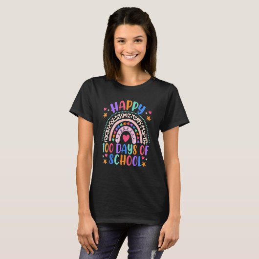 T-shirt Smarter Leopard Arc-En-Ciel 100 Jours De Professeu (Devant entier)