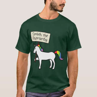 T-shirt Smashhe Patriarchy White Unicorn Relaed Fit funny