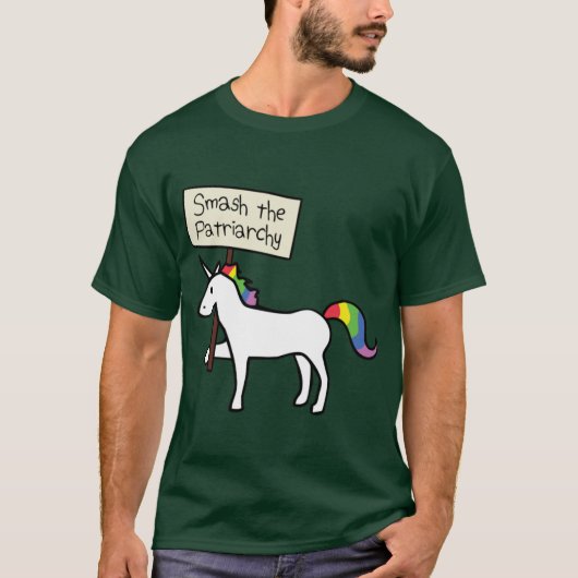 T-shirt Smashhe Patriarchy White Unicorn Relaed Fit funny (Devant)