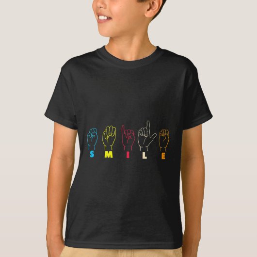 T-shirt Smile ASL Alphabet American Sing Language ASL Teac (Devant)
