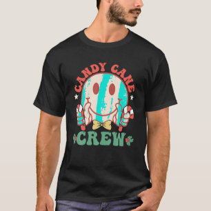 T-shirt Smile Face Sucre de canne Équipage de Noël Groupe