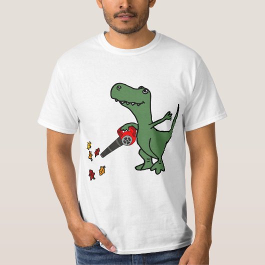 T-shirt Smilealottees Funny T-rex Dinosaur using Leaf Blow (Devant)
