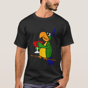 T-shirt Smilemoretees Drôle Perroquet Oiseau Boire Vin T s