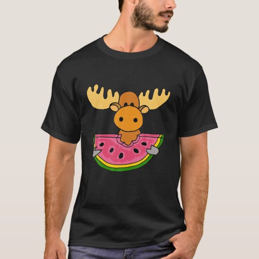 T-shirt Smilenows Funny Moose Manger de la pastèque Carica (Devant)