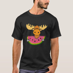 T-shirt Smilenows Funny Moose Manger de la pastèque Carica
