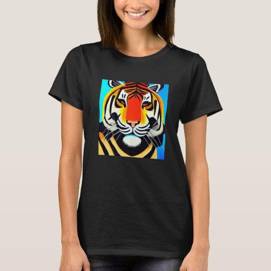 T-shirt Smileteesanim Cool Tiger Cubisme (Devant)
