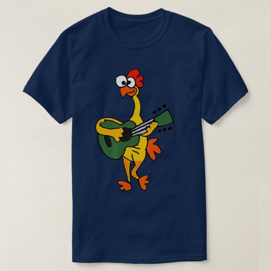 T-shirt Smileteesfunnya Funny Caoutchouc Poulet Jouer Guit (Design devant)