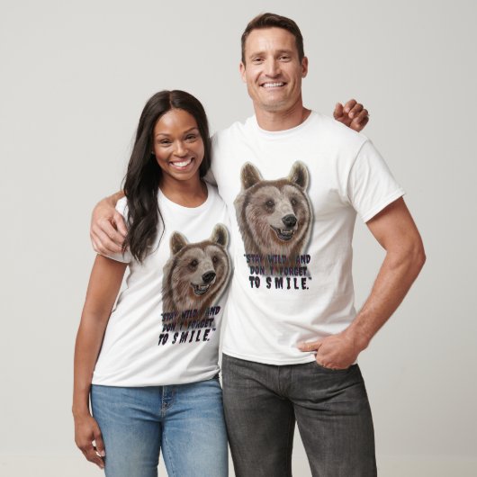 T-shirt Smiling Bear - White Editon (Stay Wild Quote) (Unisexe)