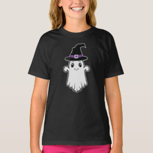 T-shirt Smiling Dessin-Dessin Fantôme Portant Une Sorcière