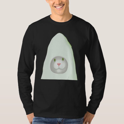 T-shirt Smiling kitten artwork white cat meme (Devant)