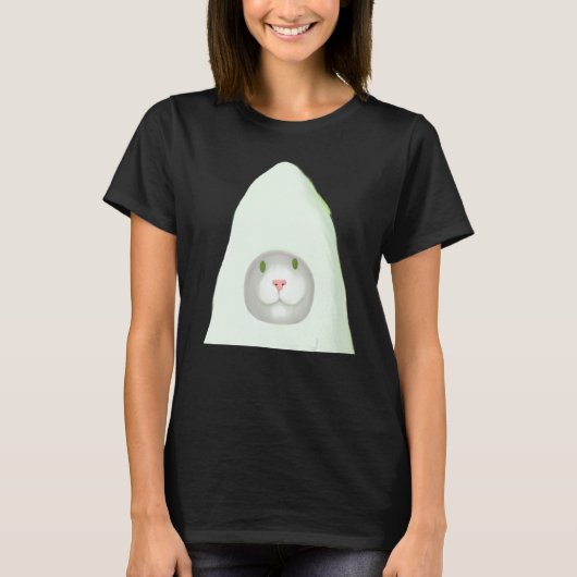 T-shirt Smiling kitten artwork white cat meme (Devant)