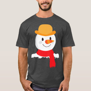 T-shirt Smiling Snowman Face Carrot Nose Funny Snow Man Wi