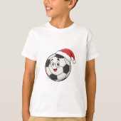 T-shirt Smiling Soccer Ball with Santa Hat (Devant)
