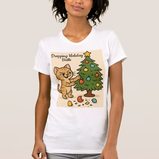 T-shirt Smirking Kitten Christmas Chaos 2 woman (Devant)