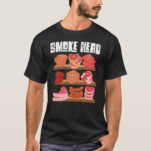 T-shirt Smoke Head Smoker Grill Barbecue Meat Grilling (Devant)