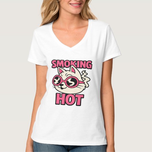 T-shirt Smoking Hot | Funny Cute Cartoon Cat (Devant)
