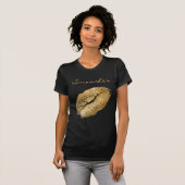 T-shirt Smooches Black et Gold Lipstick (Devant entier)