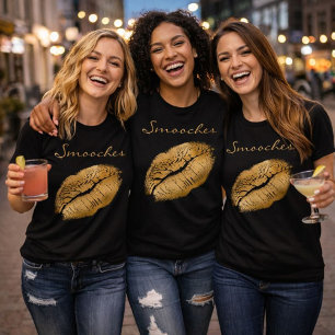 T-shirt Smooches Black et Gold Lipstick