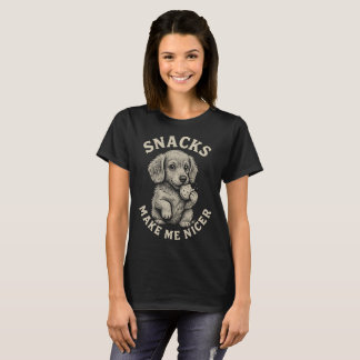 T-shirt Snacks Make Me Nicer Labrador Puppy Funny Dog 