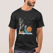 T-shirt Snail Santa Hat Festif Arbre Lumière Pajam de Noël (Devant)