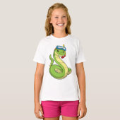 T-shirt Snake as Diver wirth Snorkel (Devant entier)