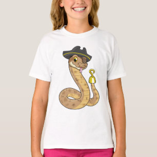 T-shirt Snake as Pirate with Hook Hand & Eye patch