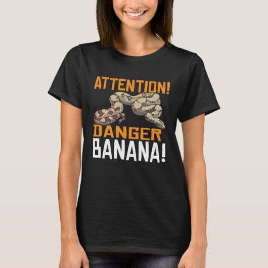T-shirt Snake Attention Danger Banana Ball Python (Devant)