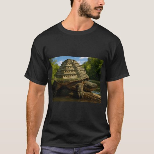 T-shirt Snappingurtle with Pyramid of the Niches Shell fri (Devant)