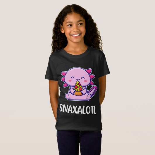 T-Shirt Snaxalotl Axolotl Cute Eating Pizza Snacks (Devant entier)