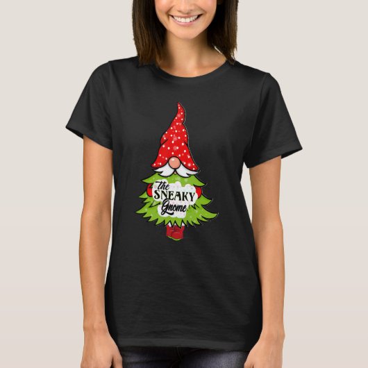 T-shirt Sneaky Gnome Buffalo Plaid Matching Family Christy (Devant)