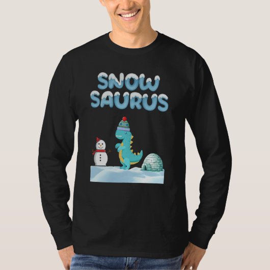 T-shirt Snow dinosaur size comparison snowman and iglu sno (Devant)